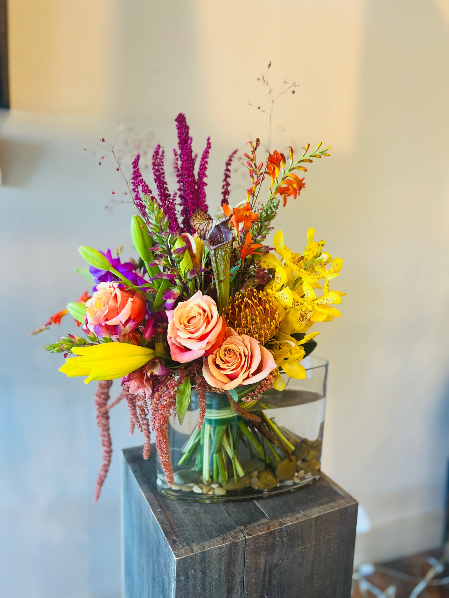 Bright Contemporary Tilted Hand-Tied Bouquet