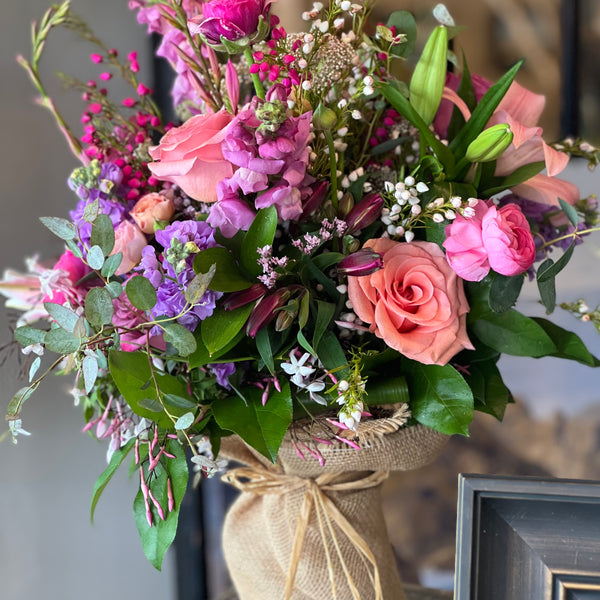 Classic Burlap Wrapped Hand-Tied Bouquet