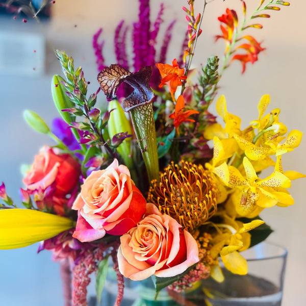Bright Contemporary Tilted Hand-Tied Bouquet