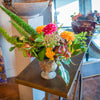 Abstract design, in glass urn container