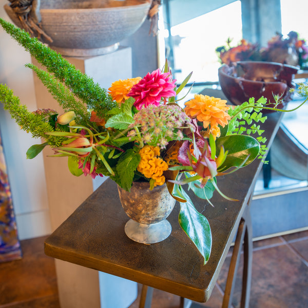 Abstract design, in glass urn container