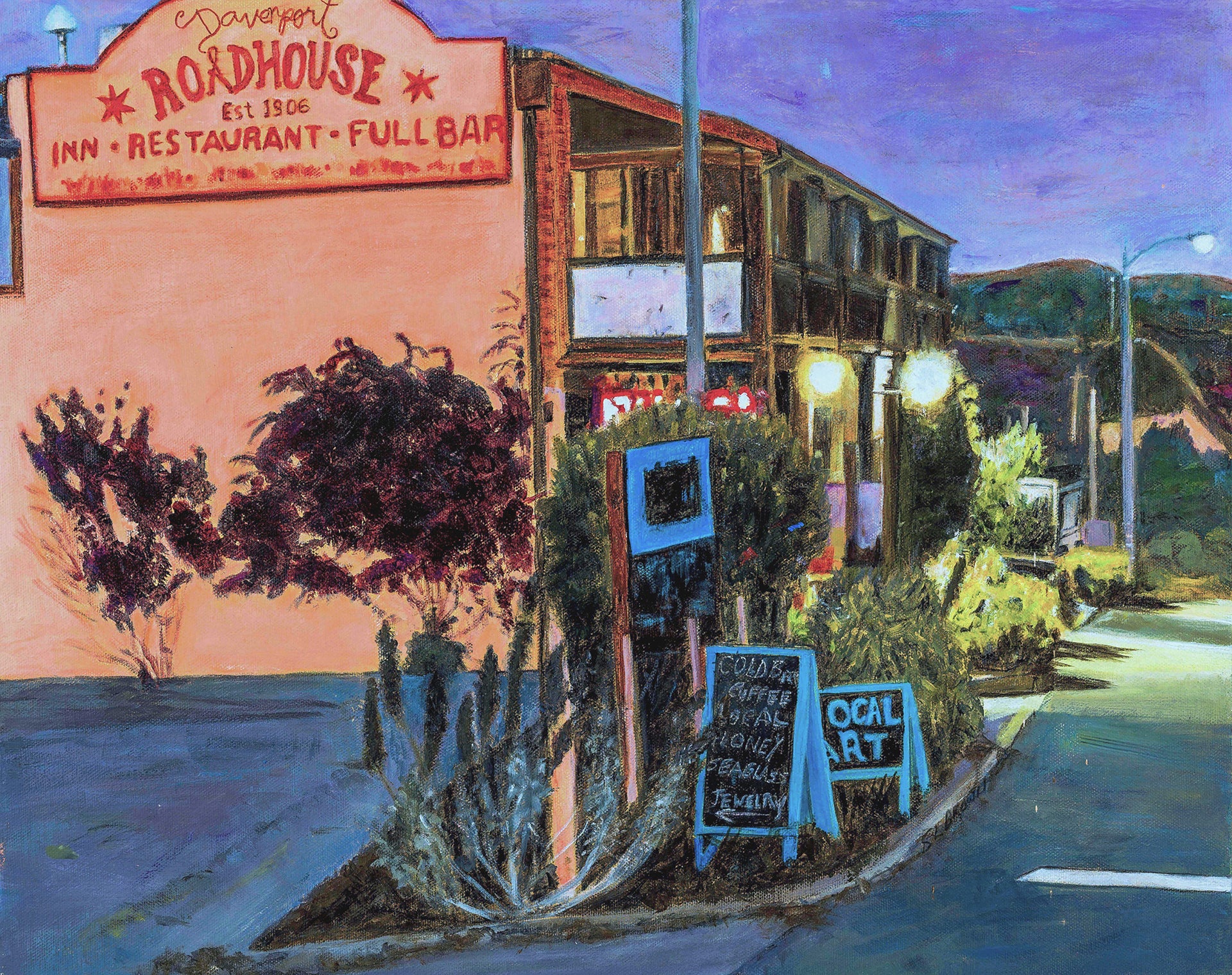 Davenport Roadhouse Evening by Susan Brown